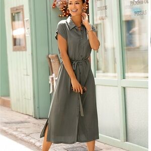 Elegant Green Shirt Dress